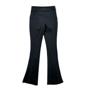 Maria Filó Women’s Petite Black Flare Leg Stretch Pants Textured Side Panel Wear